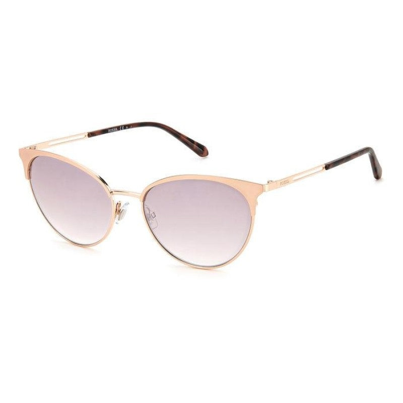 title:Fossil Women's 55mm Matte Rose Gold Sunglasses FOS3133GS-00Y8-NQ;color:Matte Rose Gold frame, Brown Shaded Silver Mirror lens