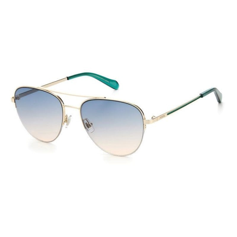 title:Fossil Men's 54mm Gold Green Sunglasses FOS2106GS-0PEF-PR;color:Gold Green frame, Grey Shaded Brown lens