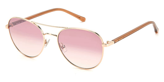 title:Fossil Women's 55mm Red Gold Sunglasses FOS3123GS-0AU2-2S;color:Red Gold frame, Pink Silver Flash lens