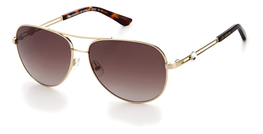 title:Juicy Couture Women's 58mm Light Gold Sunglasses JU616GS-03YG-HA;color:Light Gold frame, Brown lens