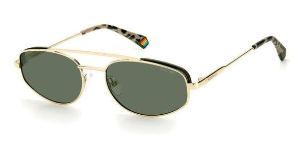 title:Polaroid Unisex 55mm Gold Polarized Sunglasses PLD6130S-0J5G-UC;color:Gold frame, Green lens