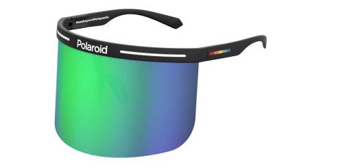 title:Polaroid Unisex 99mm Black Green Sunglasses PLD7038S-07ZJ-MT;color:Black Green frame, Green lens