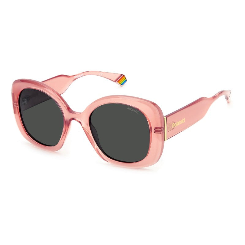 title:Polaroid Women's 52mm Pink Polarized Sunglasses PLD6190S-035J-M9;color:Pink frame, Grey lens