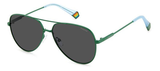 title:Polaroid Unisex 60mm Green Polarized Sunglasses PLD6187S-01ED-M9;color:Green frame, Grey lens