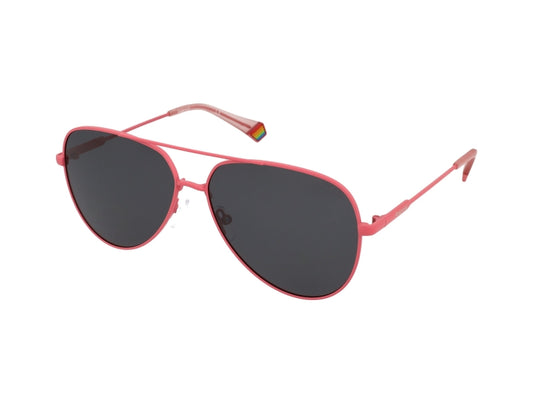 title:Polaroid Unisex 60mm Pink Polarized Sunglasses PLD6187S-035J-M9;color:Pink frame, Grey lens