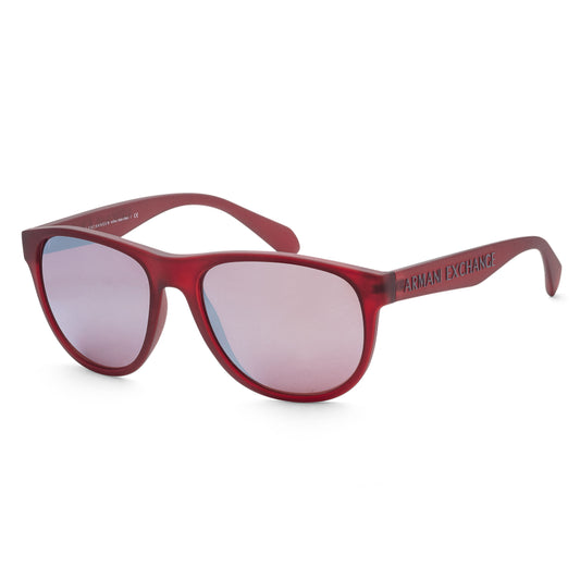 title:Armani Exchange Men's 57mm Matte Opal Bordeaux Sunglasses AX4096S-8311B5-57;color:Matte Opal Bordeaux frame, Dark Violet Mirror Silver lens