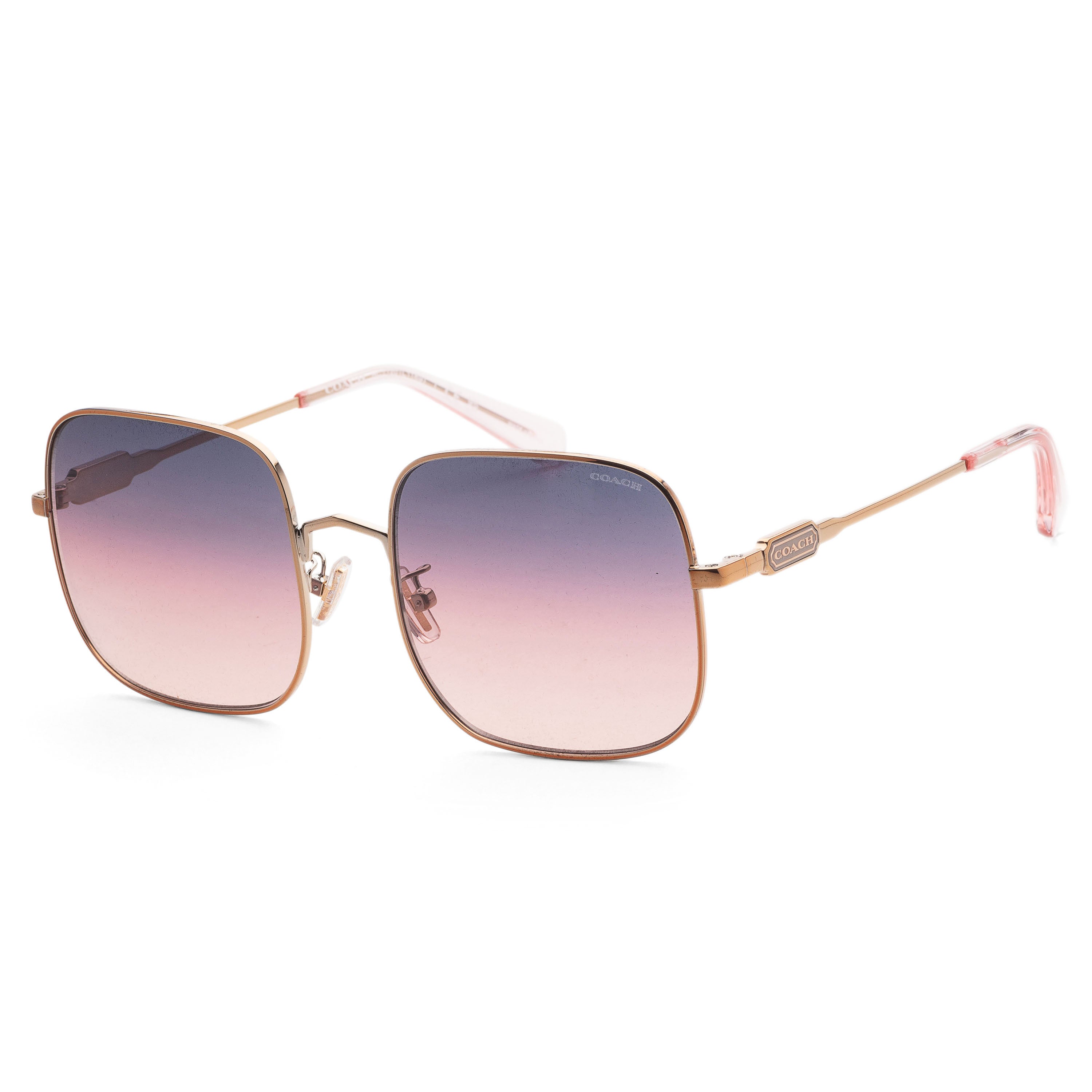 title:Coach Women's 55mm Rose Gold Sunglasses HC7120-93678D-55;color:Rose Gold frame, Navy Pink Peach Gradient lens