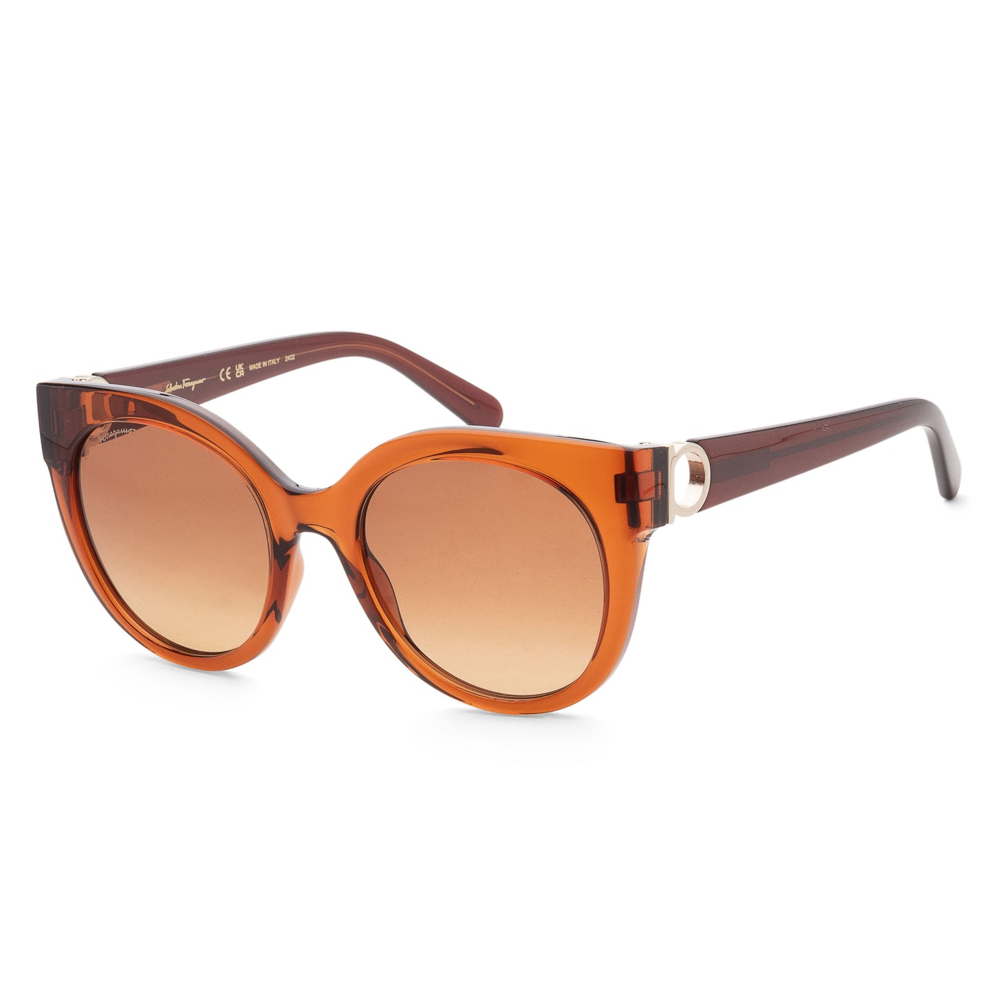 title:Ferragamo Women's 53mm Crystal Caramel Sunglasses SF1031S-261;color:Crystal Caramel frame, Brown Gradient lens