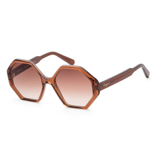 title:Ferragamo Women's 55mm Crystal Brown Sunglasses SF1070S-210;color:Crystal Brown frame, Grey Gradient lens