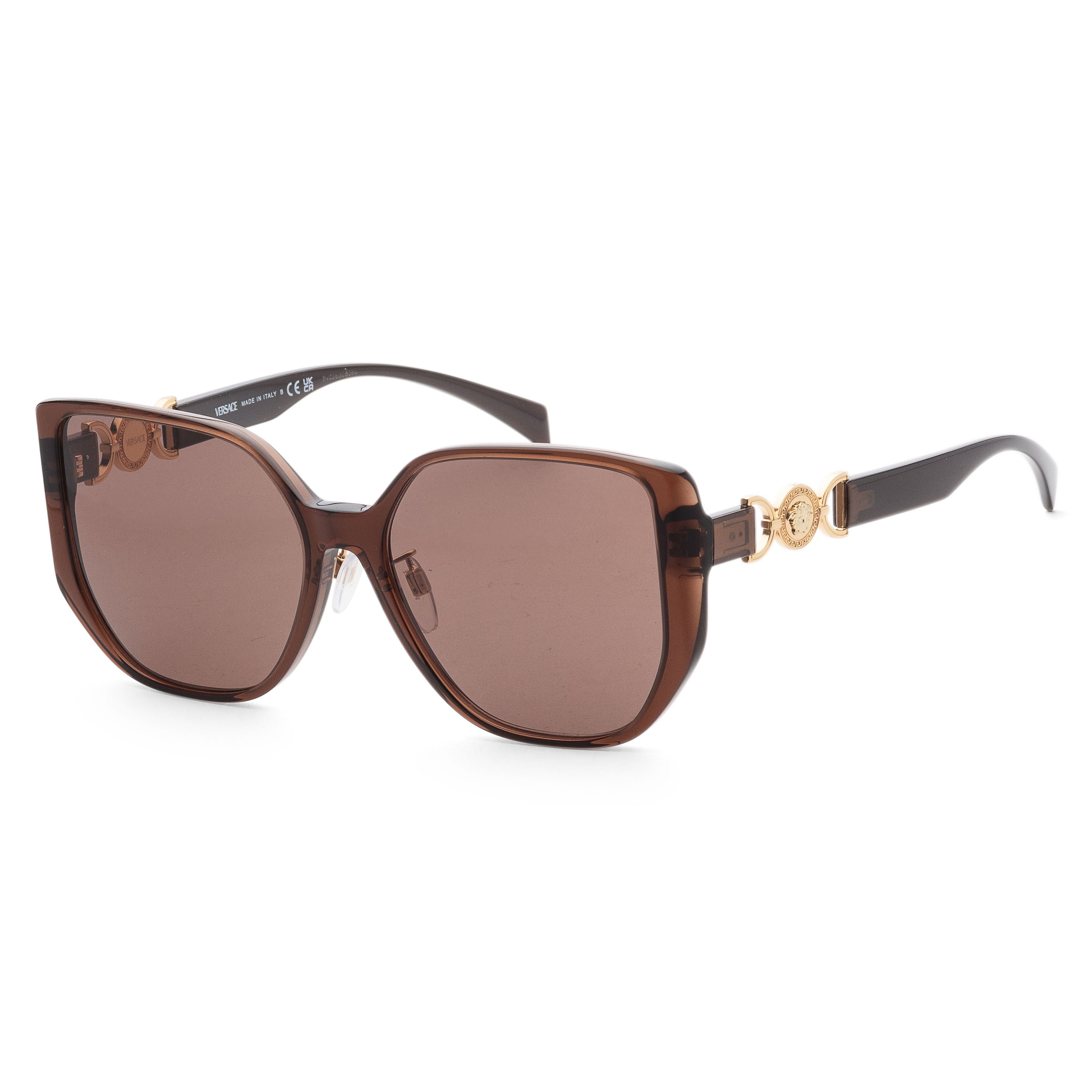 title:Versace Women's 58mm Transparent Brown Sunglasses VE4449D-541673-58;color:Transparent Brown frame, Dark Brown lens