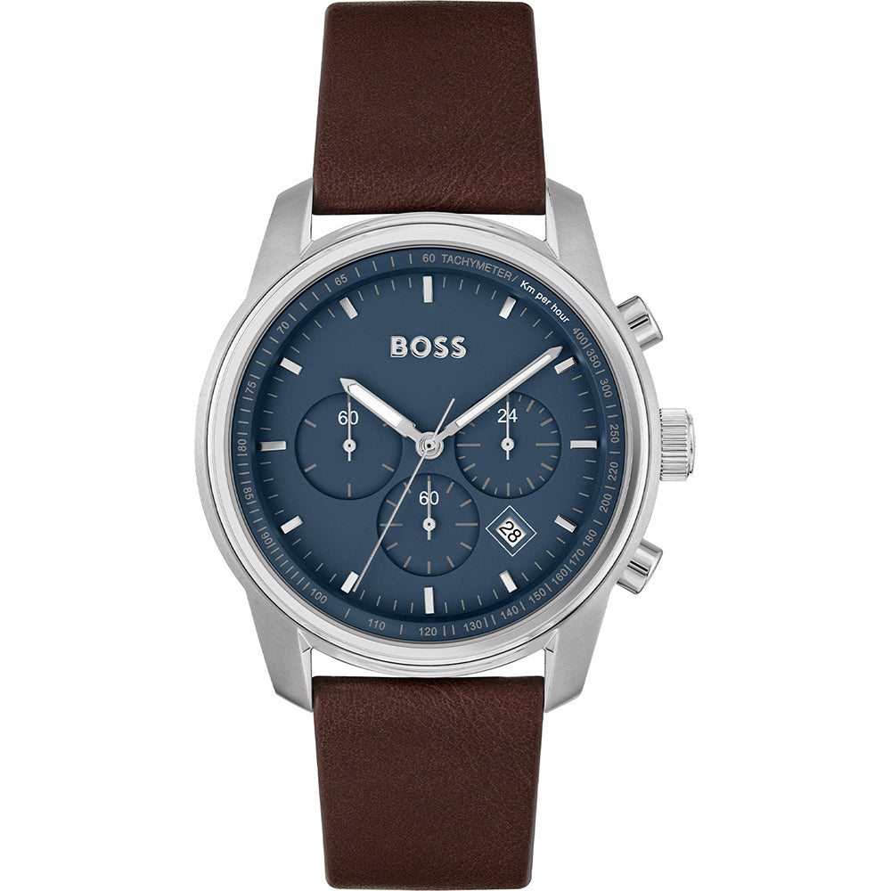 title:Hugo Boss Men's Trace 44mm Chronograph Quartz Watch 1514002;color:Brown