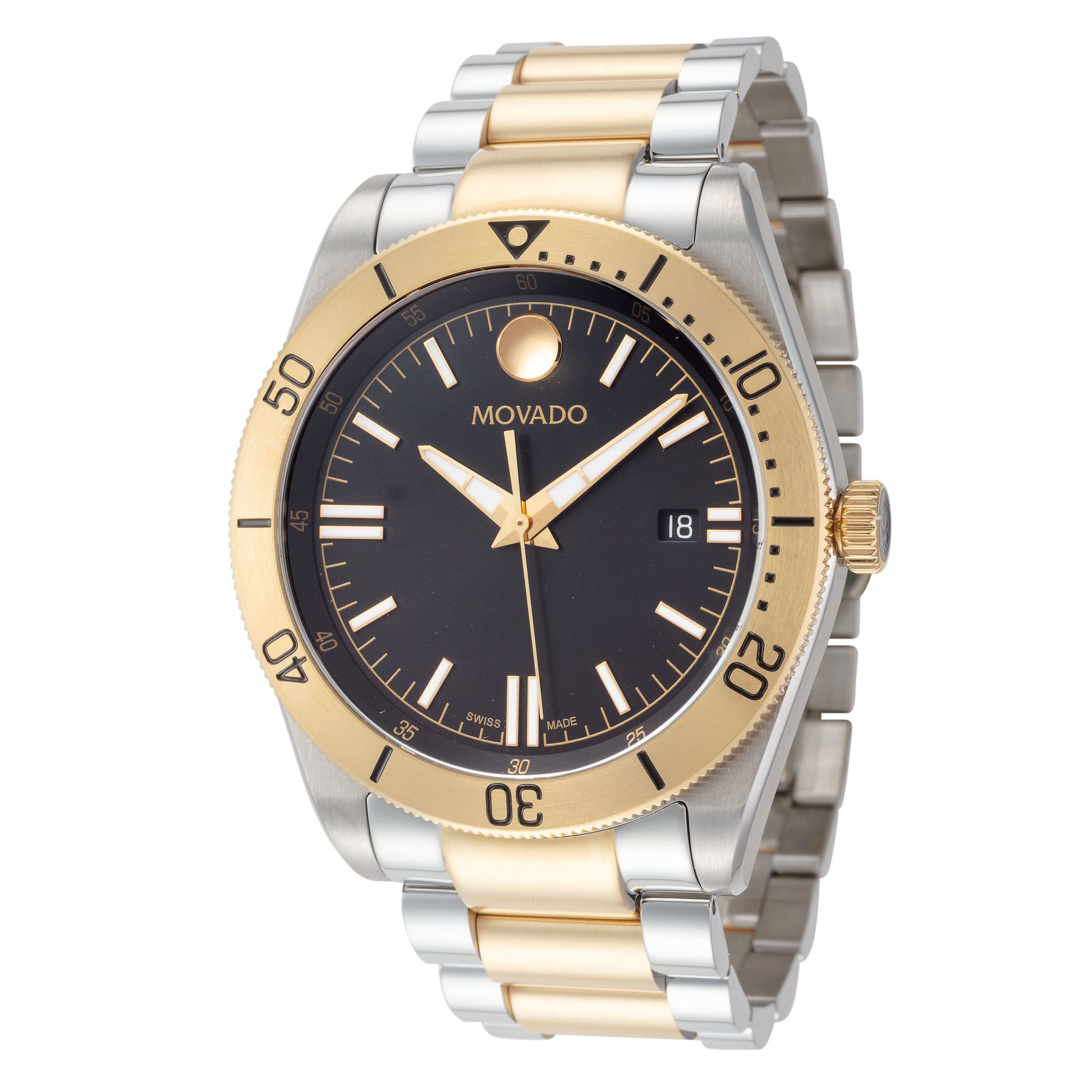 title:Movado Men's Sport 41 mm Quartz Watch 0607437;color:Silver and Gold