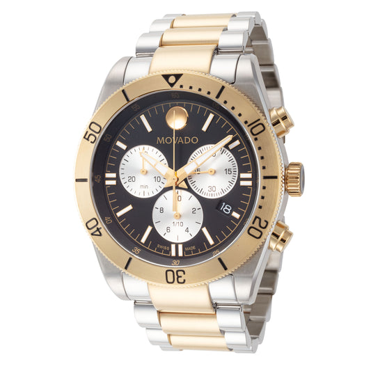 title:Movado Men's Sport 41 mm Quartz Watch 0607441;color:Silver and Gold