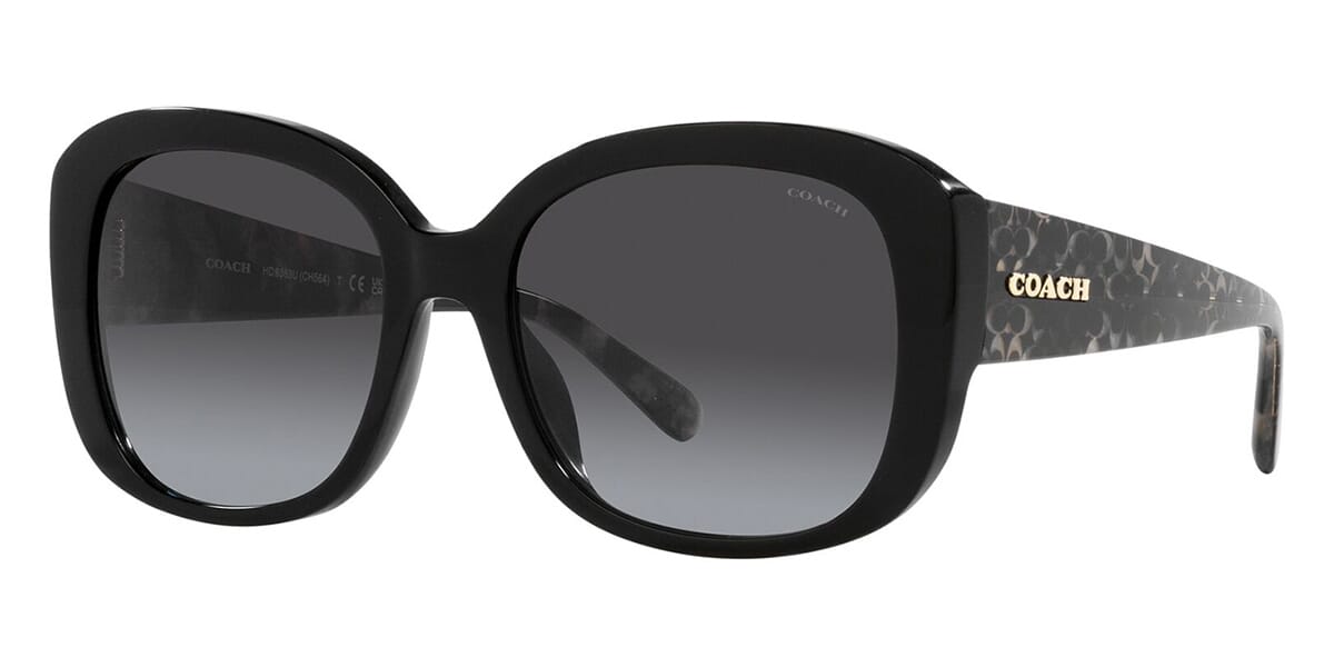 title:Coach Women's 56mm Black Sunglasses HC8363U-50028G-56;color:Black frame, Grey Gradient lens