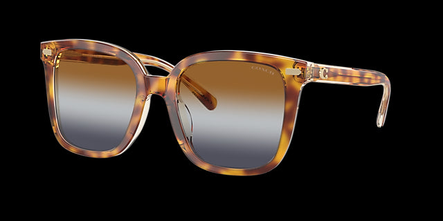 title:Coach Women's 54mm Dark Tortoise Canary Sunglasses HC8381U-57563J-54;color:Dark Tortoise Canary frame, Brown Teal Grey Gradient lens