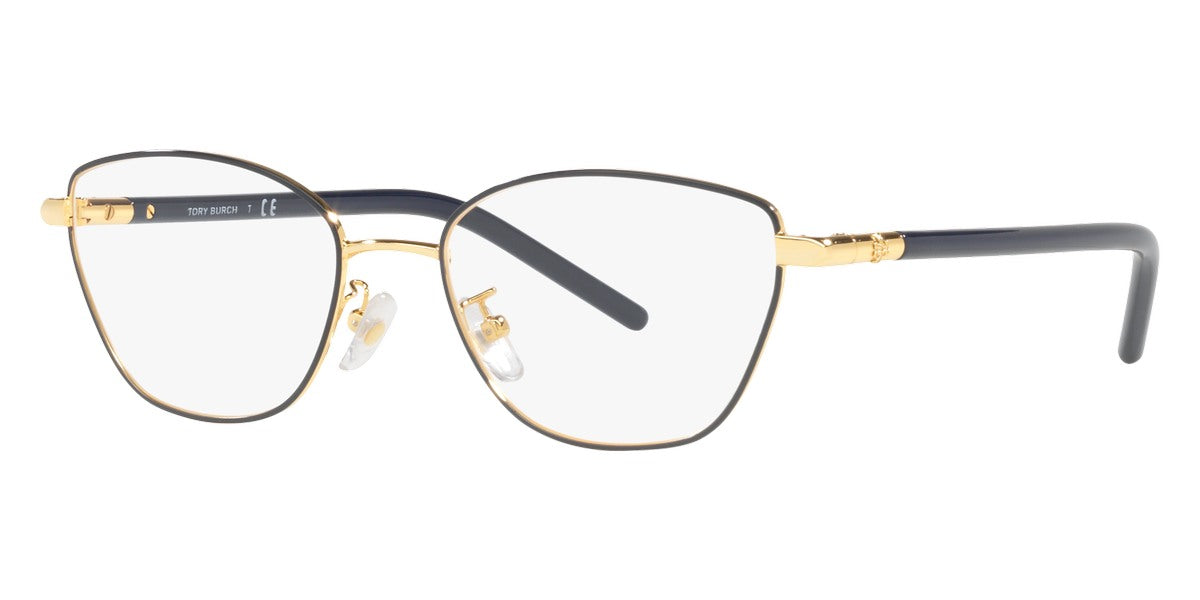 title:Tory Burch Women's 52mm Shiny Gold Navy Opticals TY1074-3311-52;color:Shiny Gold Navy frame, Demo Lens