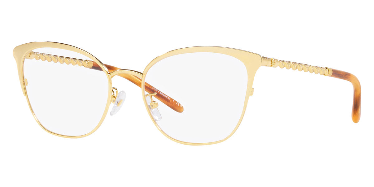 title:Tory Burch Women's 53mm Shiny Gold Opticals TY1076-3343-53;color:Shiny Gold frame, Demo Lens