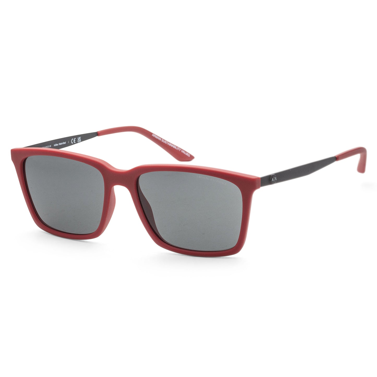 title:Armani Exchange Men's 57mm Matte Red Sunglasses AX4138S-817487-57;color:Matte Red frame, Dark Grey lens