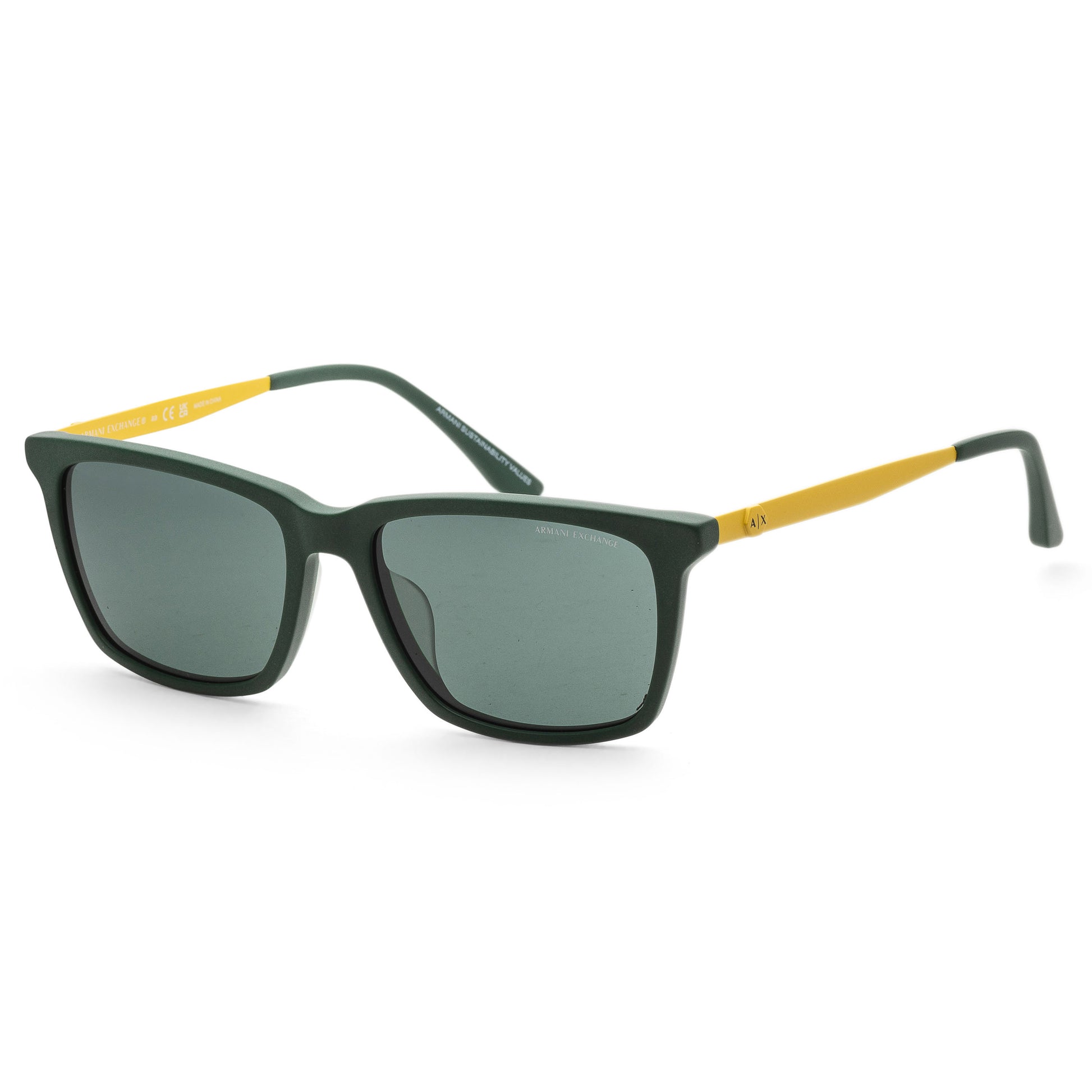 title:Armani Exchange Men's 57mm Matte Green Sunglasses AX4138SF-830171-57;color:Matte Green frame, Dark Green lens