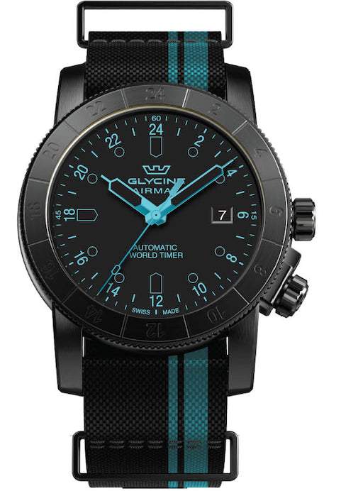 title:Glycine Men's Airman Purist 42mm Automatic GMT Watch GL0494;color:Blue and Black