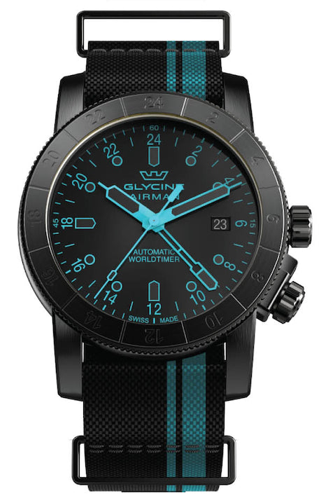 title:Glycine Men's Airman 42mm Automatic GMT Watch GL0495;color:Blue and Black