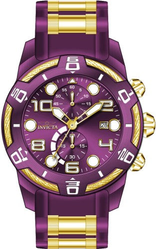 title:Invicta Men's Bolt 50mm Quartz Chronograph Watch IN-40722;color:Purple and Gold