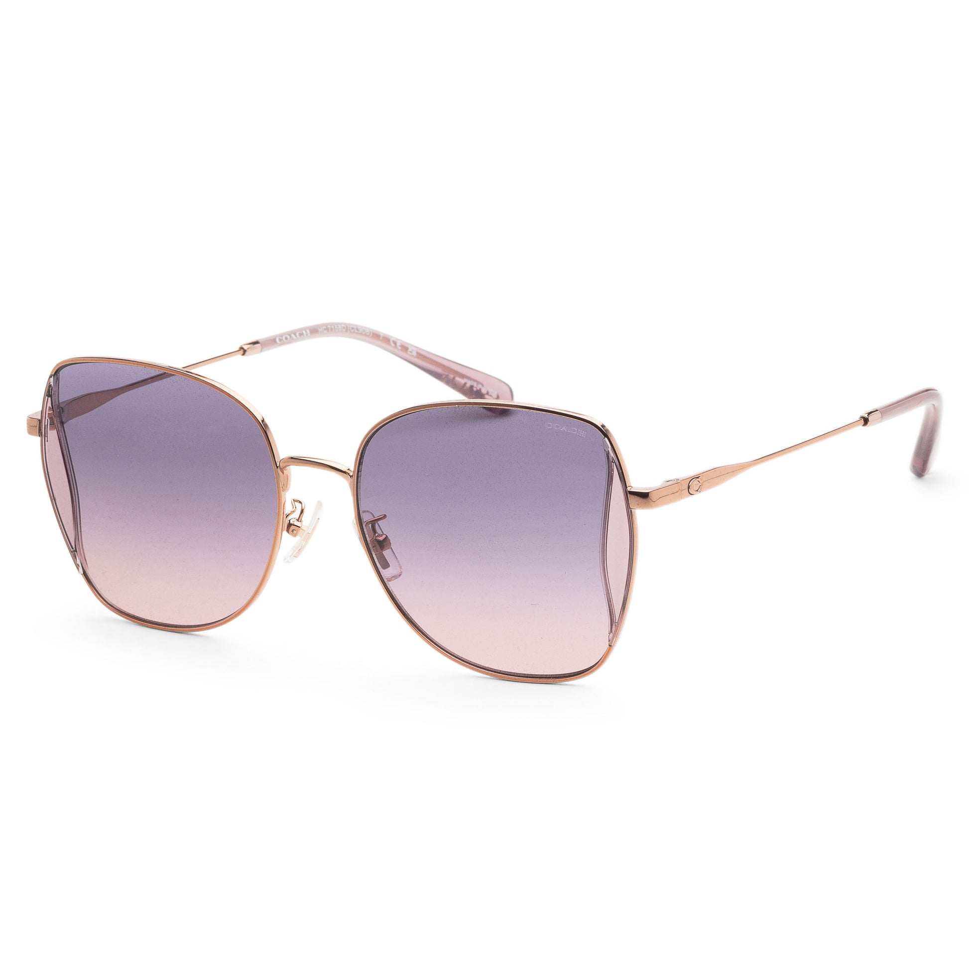 title:Coach Women's 58mm Shiny Rose Gold Sunglasses HC7158D-9331I6-58;color:Shiny Rose Gold frame, Blue Pink Gradient lens