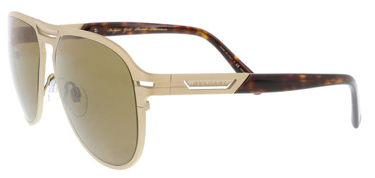 title:Bulgari Men's 57 mm Pale Gold Plated Matte Sunglasses Polarized BV5043TK-203983-57;color:Pale Gold Plated Matte frame, Brown lens