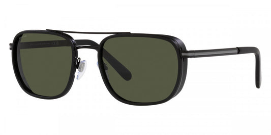 title:Bulgari Men's 56 mm Matte Black Sunglasses BV5053-128-31-56;color:Matte Black frame, Green lens