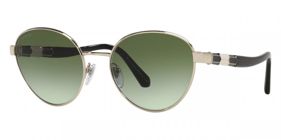 title:Bulgari Women's 55 mm Pale Gold Sunglasses BV6155-278-3M-55;color:Pale Gold frame, Green Gradient lens