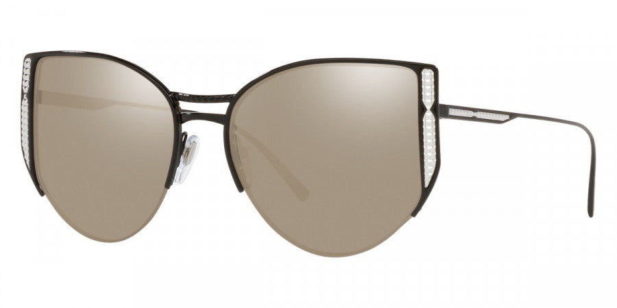 title:Bulgari Women's 55 mm Black Sunglasses BV6170-20660V-55;color:Black frame, Clear Mirror Real White Gold lens