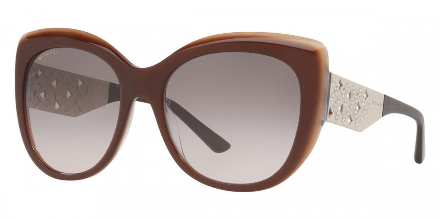 title:Bulgari Women's 57 mm Trilayer Brown Beige Sunglasses BV8198B-54423B-57;color:Trilayer Brown Beige frame, Pink Gradient lens