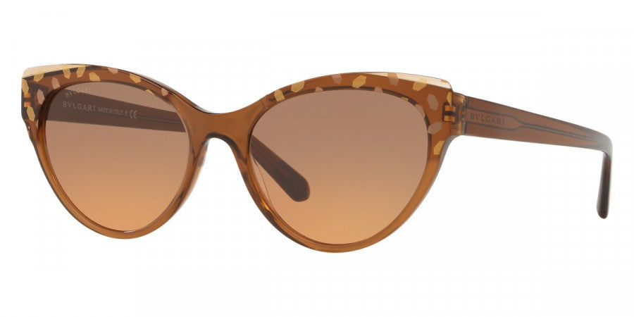 title:Bulgari Women's 56 mm Gold and Beige On Transp Bro Sunglasses BV8209-546118-56;color:Gold and Beige On Transp Bro frame, Orange lens