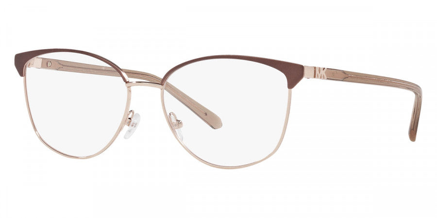 title:Michael Kors Fernie Women's 54mm Satin Brown Rose Gold Opticals MK3053-1108-54;color:Satin Brown Rose Gold frame, Demo lens