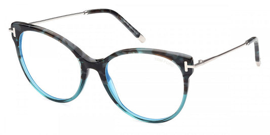 title:Tom Ford Women's T-Logo 54mm Teal Havana Opticals FT5770-B-056-54;color:Teal Havana frame, Blue Light Filter lens