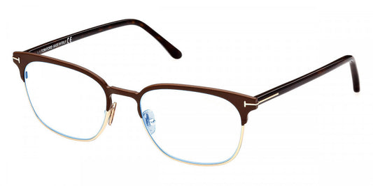 title:Tom Ford Men's T-Logo 53mm Matte Dark Brown Opticals FT5799-B-049-53;color:Matte Dark Brown frame, Blue Light Filter lens