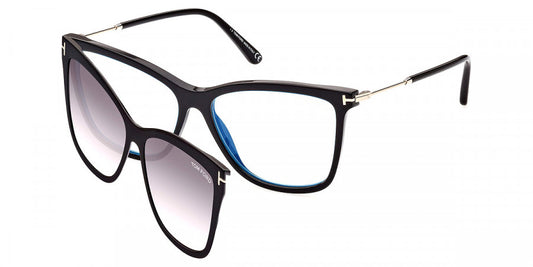 title:Tom Ford Women's T-Logo 56mm Shiny Black Opticals FT5824-B-001-56;color:Shiny Black frame, Blue Light Filter lens