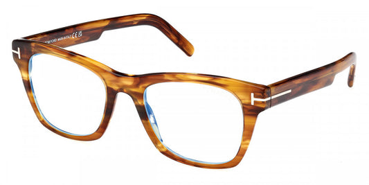 title:Tom Ford Men's T-Logo 52mm Light Brown Opticals FT5886-B-047-52;color:Light Brown frame, Blue Light Filter lens