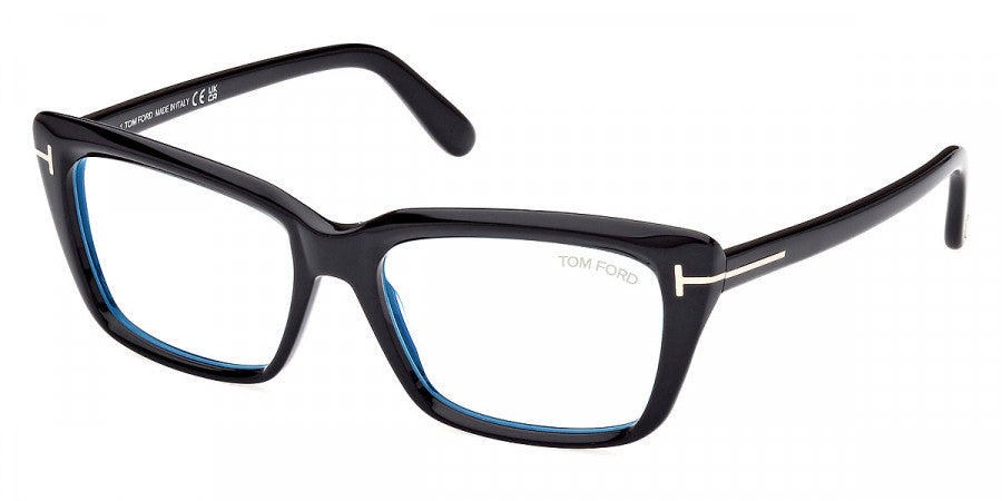 title:Tom Ford Women's T-Logo 56mm Shiny Black Opticals FT5894-B-001-56;color:Shiny Black frame, Blue Light Filter lens