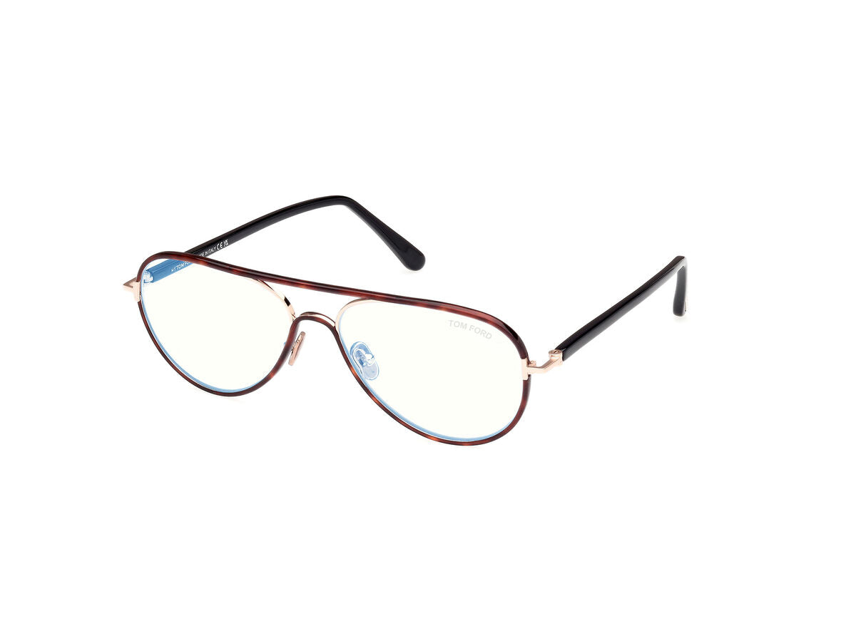 title:Tom Ford Men's T-Logo 57mm Blonde Havana Opticals FT5897-B-53-57;color:Blonde Havana frame, Blue Light Filter lens