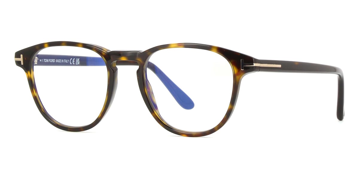 title:Tom Ford Men's T-Logo 48mm Dark Havana Opticals FT5899-B-52-48;color:Dark Havana frame, Blue Light Filter lens