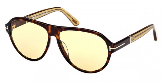 title:Tom Ford Men's Quincy 59mm Dark Havana Sunglasses FT1080-52N-59;color:Dark Havana frame, Green lens