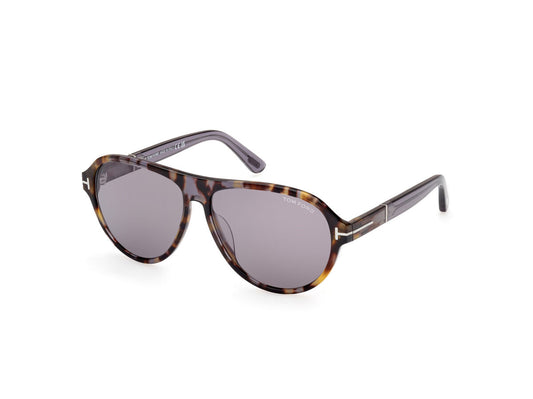 title:Tom Ford Men's Quincy 59mm Coloured Havana Sunglasses FT1080-55C-59;color:Coloured Havana frame, Smoke Mirror lens