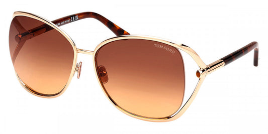 title:Tom Ford Women's Marta 62mm Shiny Rose Gold Sunglasses FT1091-28F-62;color:Shiny Rose Gold frame, Brown Gradient lens