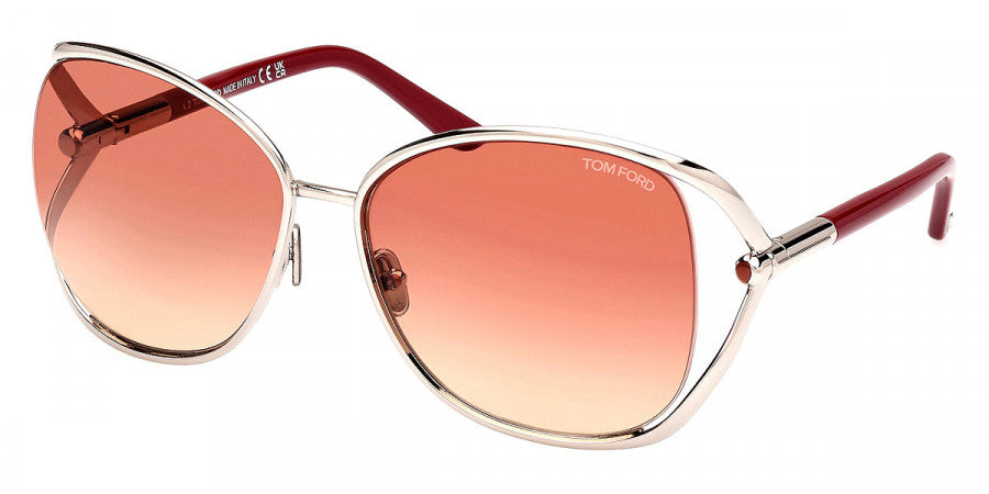 title:Tom Ford Women's Marta 62mm Shiny Palladium Sunglasses FT1091-16T-62;color:Shiny Palladium frame, Bordeaux Gradient lens