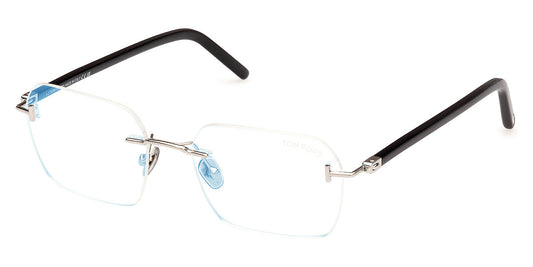 title:Tom Ford Men's T-Logo 54mm Shiny Palladium Opticals FT5934-B-016-54;color:Shiny Palladium frame, Blue Light Filter lens