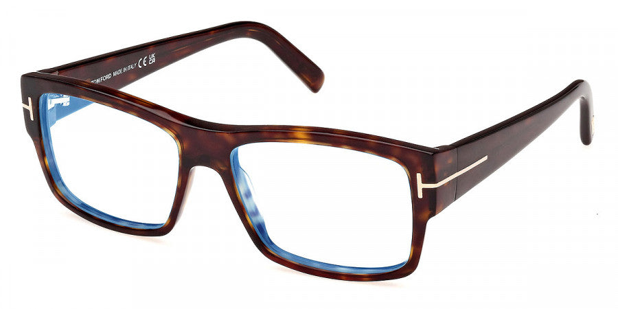 title:Tom Ford Men's T-Logo 55mm Dark Havana Opticals FT5941-B-052-55;color:Dark Havana frame, Blue Light Filter lens