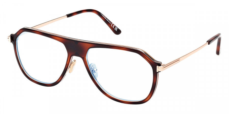 title:Tom Ford Men's T-Logo 56mm Havana Opticals FT5943-B-056-56;color:Havana frame, Blue Light Filter lens