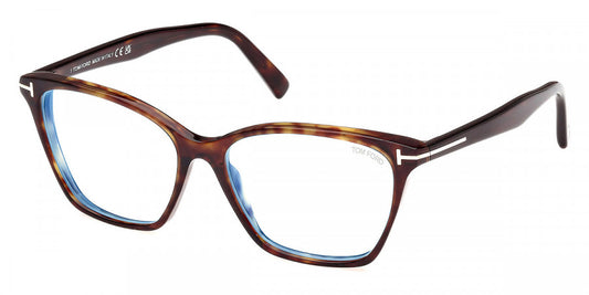 title:Tom Ford Women's T-Logo 56mm Dark Havana Opticals FT5949-B-052-56;color:Dark Havana frame, Blue Light Filter lens