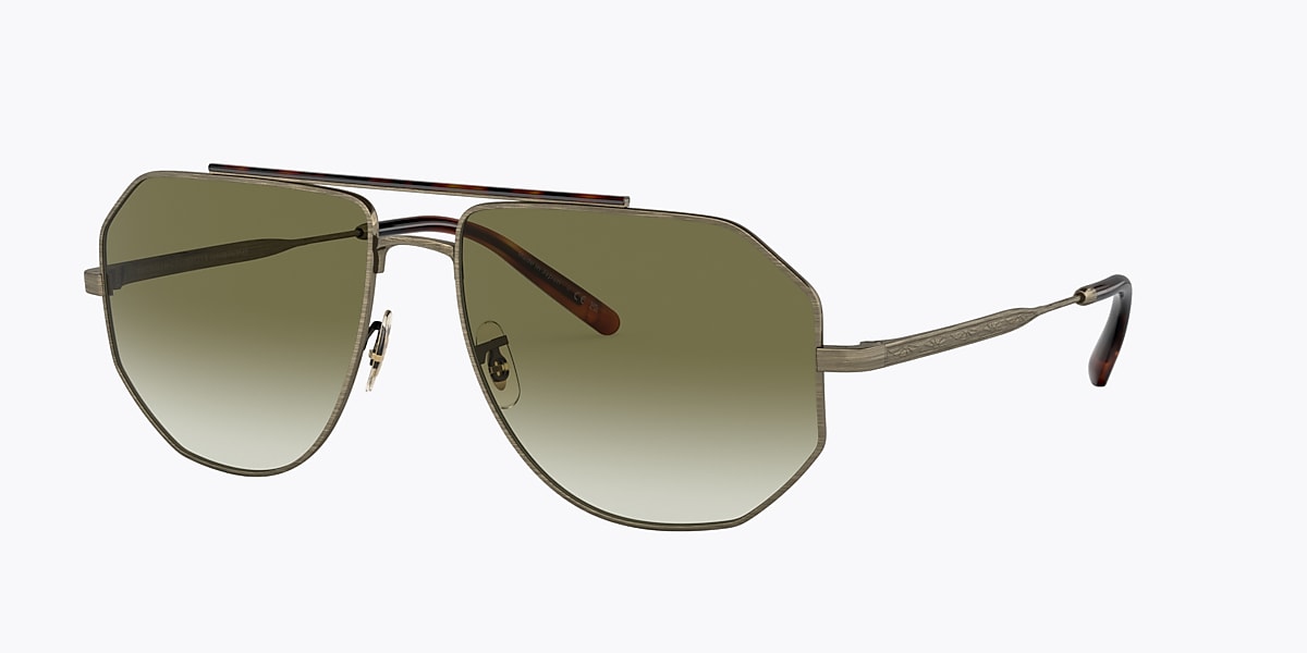 title:Oliver Peoples Moraldo Men's 59mm Antique Gold Sunglasses OV1317ST-5.2848E-55;color:Antique Gold frame, Olive Gradient lens